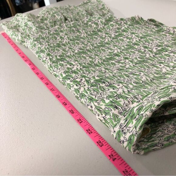 Cynthia Rowley Shirt Womens Medium 100% Linen Leaf Print Botanical Henley Peplum - Picture 9 of 12